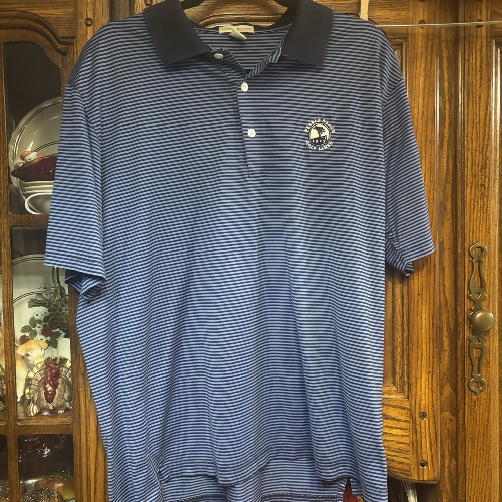 Pebble Beach Golf Links 1919 Men's Blue Horizontal Stripe Polo Shirt‎ Large